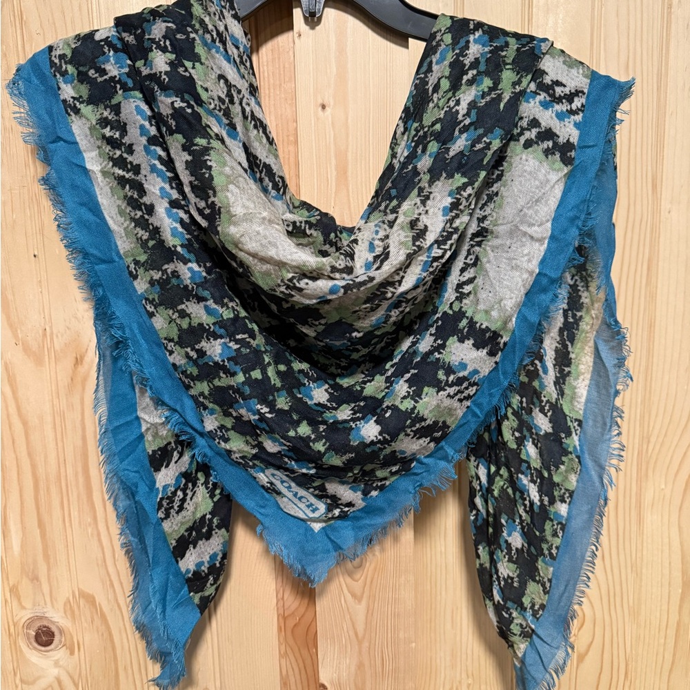 Vintage Coach Herringbone Patterned Scarf